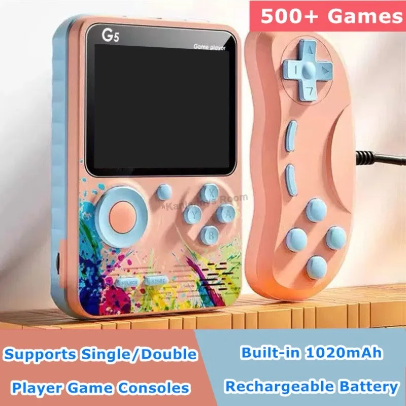 

Portable Mini 3.0″ Screen Nostalgia Handheld Game Console G5 Built-in 500 Classic Arcade Game 1020mAh Battery Childrens Gift Toy