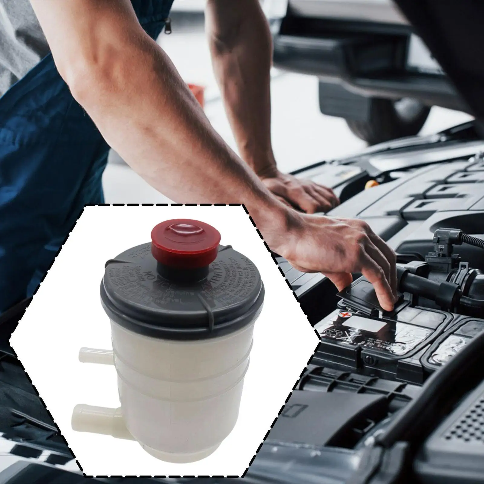 

Power Steering Reservoir Tank Replacement with Inlet and Outlet Connector Quick Installation Sturdy for Honda Accord 2003-2007