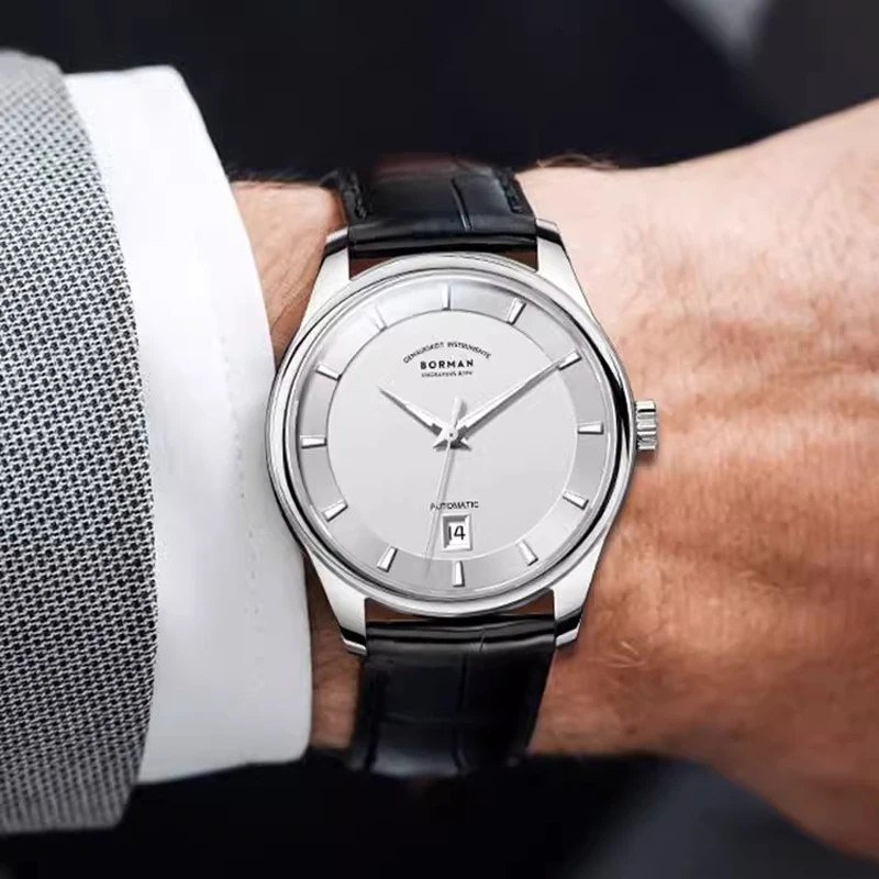 BORMAN 39 мм мужские автоматические механические часы из нержавеющей стали чайка ST2130 часы с механизмом сапфировое стекло водонепроницаемые часы 50 м