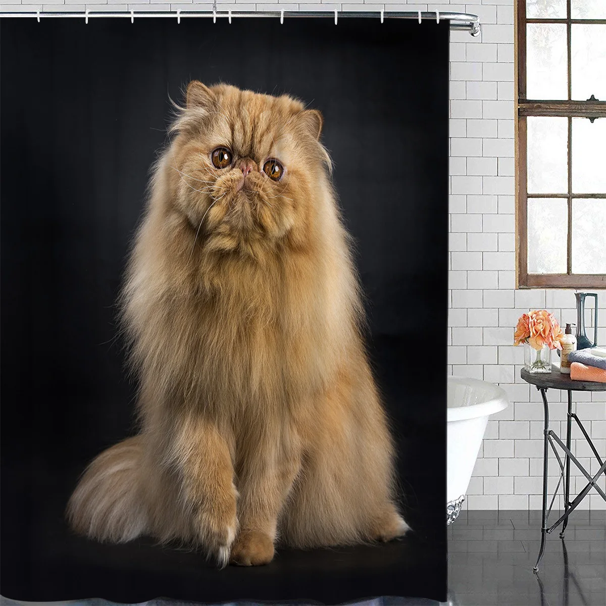 Persian Cat Animal Cute Pet Waterproof Bathroom Decoration Shower Curtain With Hook Bathtub Curtains Bathroom Accessories