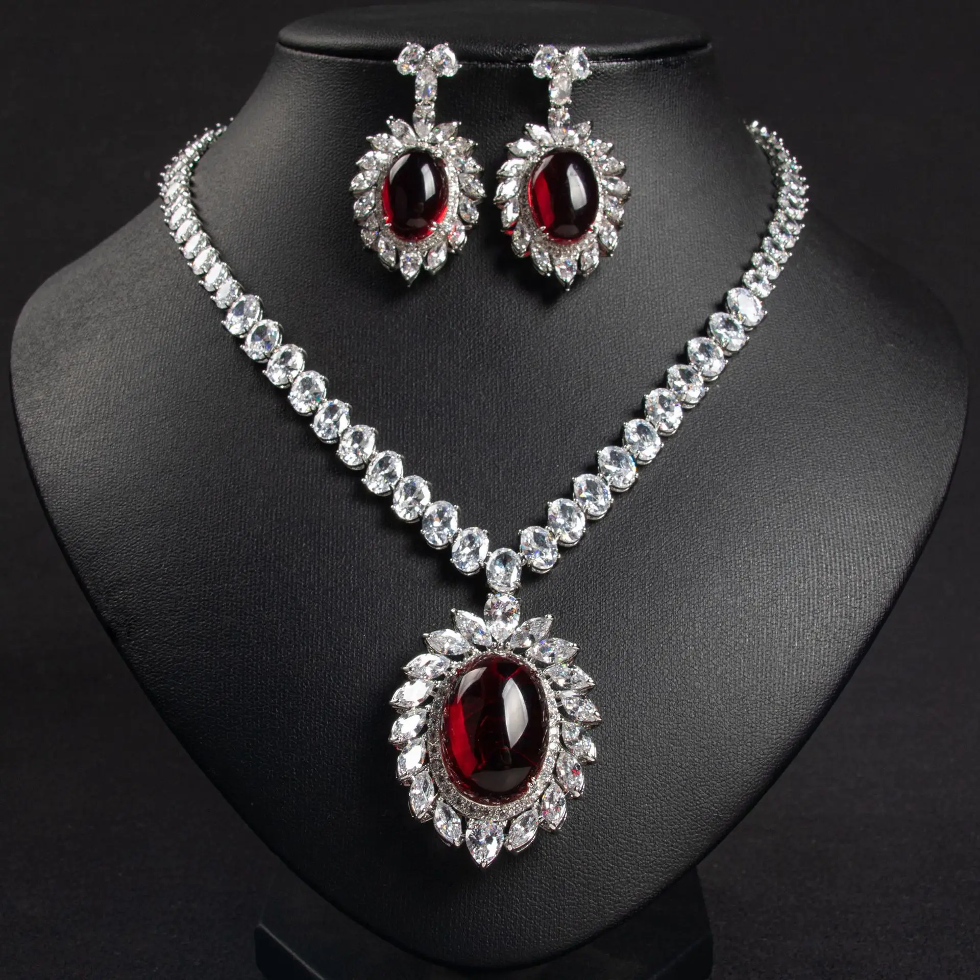 European and American Style Fashion Minority Daily Water Drop Necklace Earring Set Women's Clothing Wedding Holiday Gift M-987