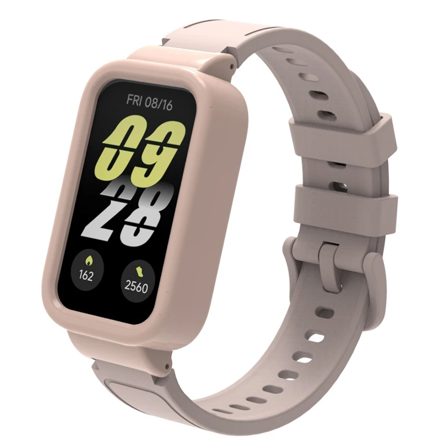 Zachte siliconen horlogeband voor Redmi Band 3, voor Xiaomi Band 9 Active band, voor Amazfit Band 7 horlogebanden armband met PC hoesje