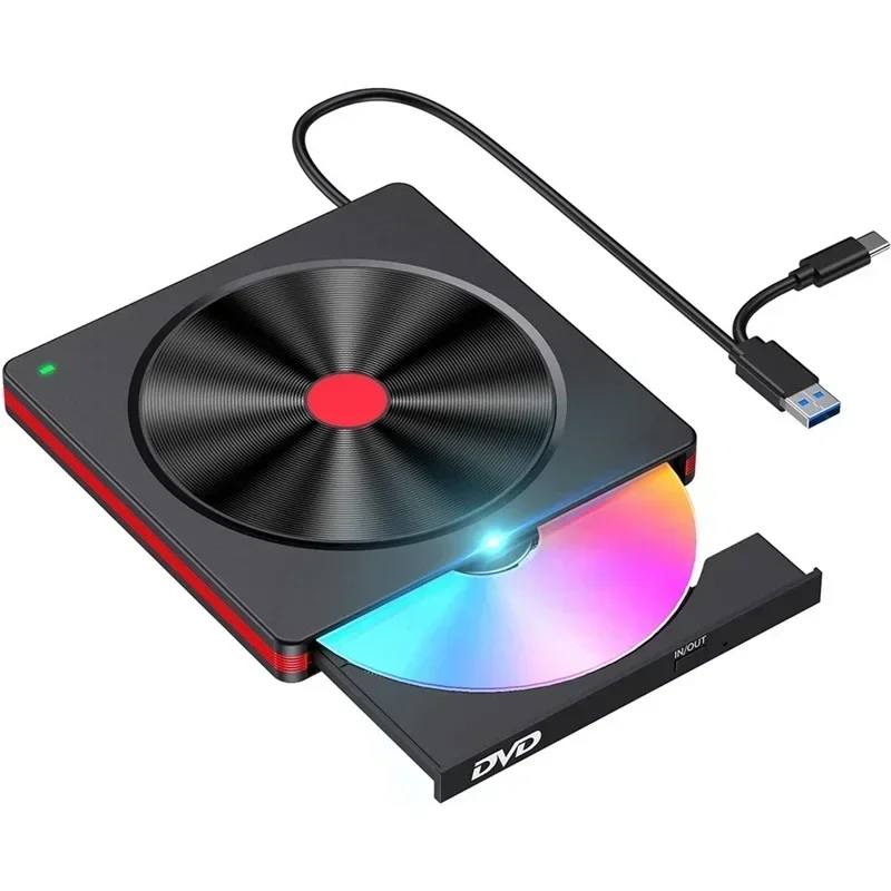 

Внешний привод CD DVD, USB 3.0 DVD/CD ROM Reader Writer Burner для ноутбука, настольного ПК, Windows 11/10/8/7/XP OS Linux