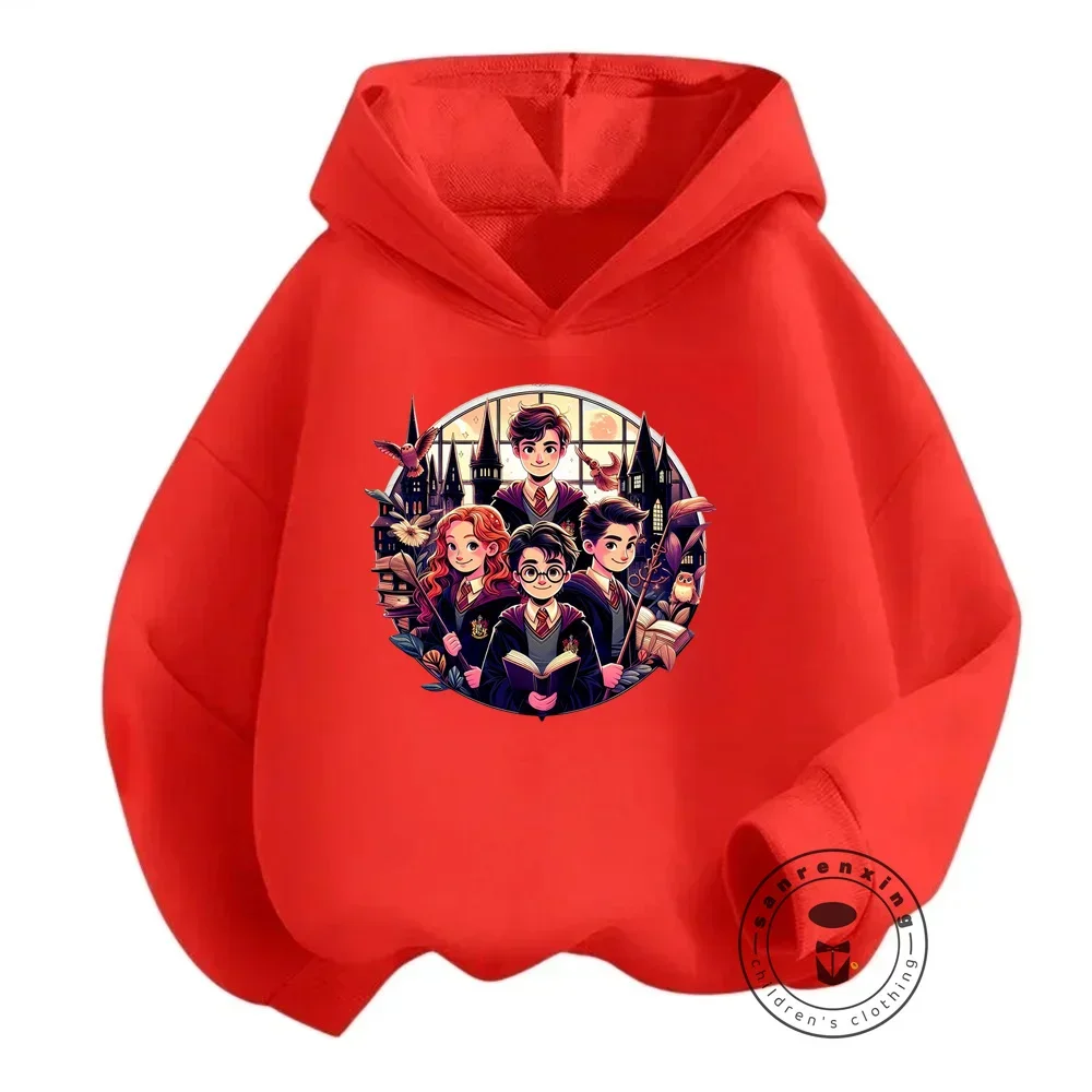 Explore the Wizarding World in Style Trendy Hoodies for Kids Featuring Popular Movie Scenes Q-Version Graphics for Hip-Hop Look