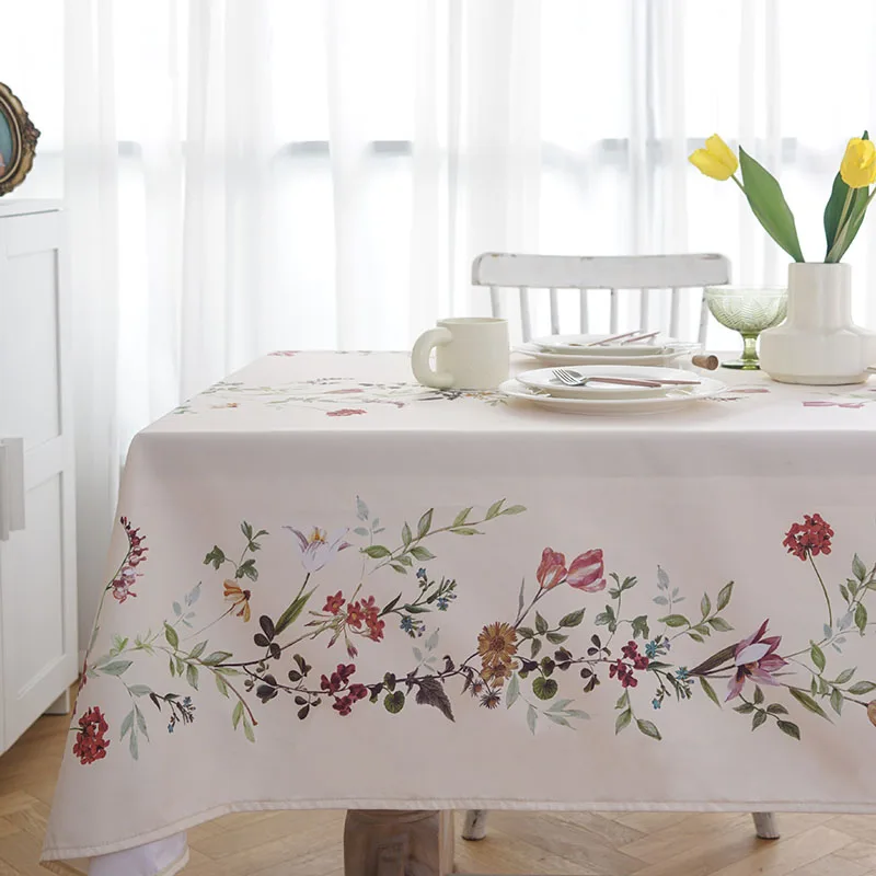 Nordic Floral Plants Waterproof Tablecloth Light Luxury Pastoral Square Table Cloth Holiday Party Decorations Tischdecke