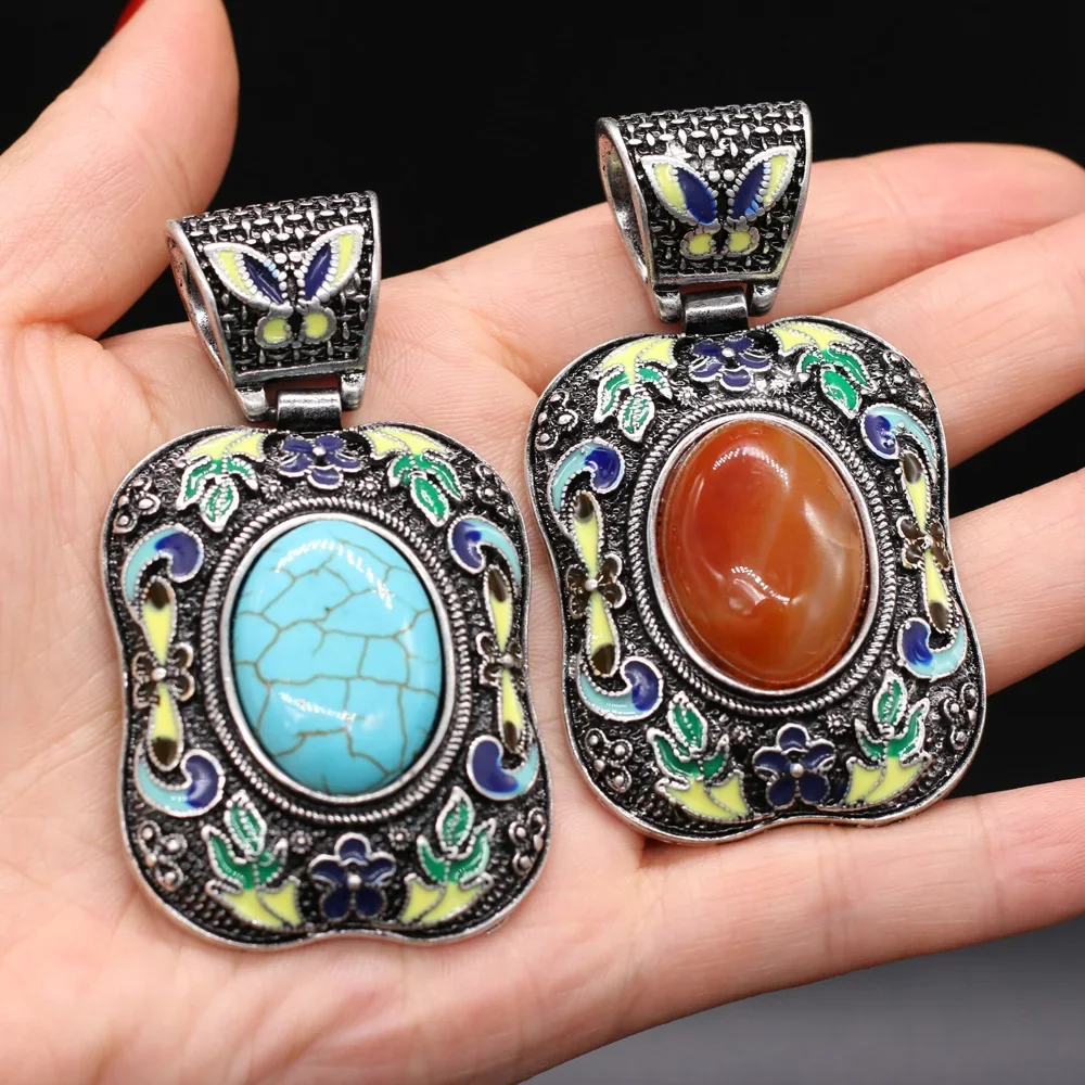 Natural Semi Precious Stone Pendant Rose Quartzs Retro Charms for DIY Jewelry Making Necklaces Bracelets Earrings Size 38x70mm