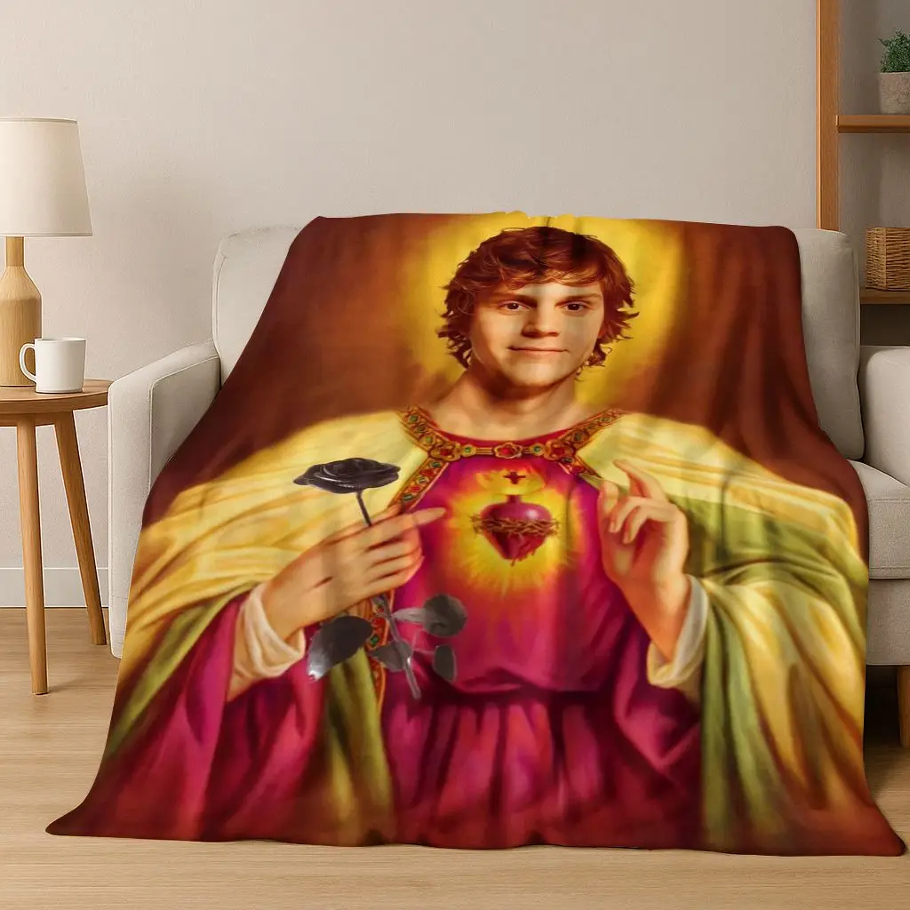 26 Style Evan Peters Handsome Art Flannel Blanket,Cozy Soft Throw Blanket for Home Bedroom Bed Sofa Picnic Office Cover Gift Kid