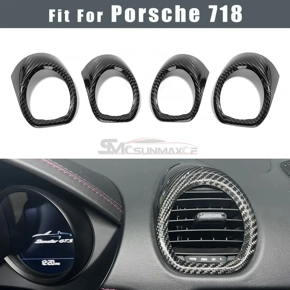 

Real Carbon Fiber Interior Center Air Vent Outlet Frame Covers Car Accessories For 2016-2025 Porsche 718 982 Boxster Cayman