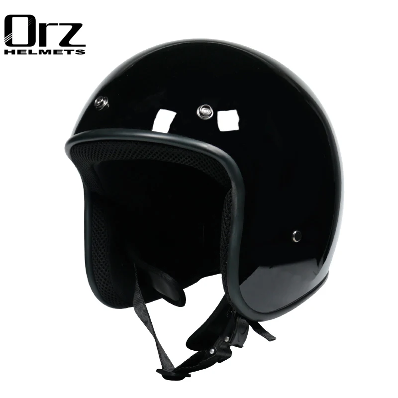 Orz Brand Matte Black Open Face Helmet Retro Style Motorcycle Helmet for Scooter Street Bike Cruiser Motocross Safety Casco Moto