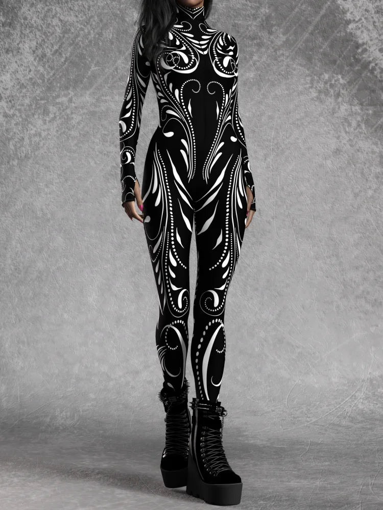 Halloween Damen Mechanischer Bodysuit Cosplay Punk-Stil Gothic Bodysuit Futuristische Technologie Elektronisches Cooles Rave-Party-Set – Detail 6