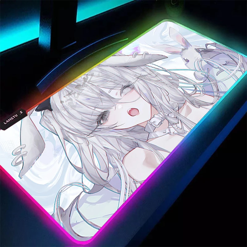 

RGB Mouse Pad Kawaii Gaming Accessories Notbook Computer Speed PC Gamer Sexy Anime Girl Keyboard Desk Mat LED Luminous Mousepad