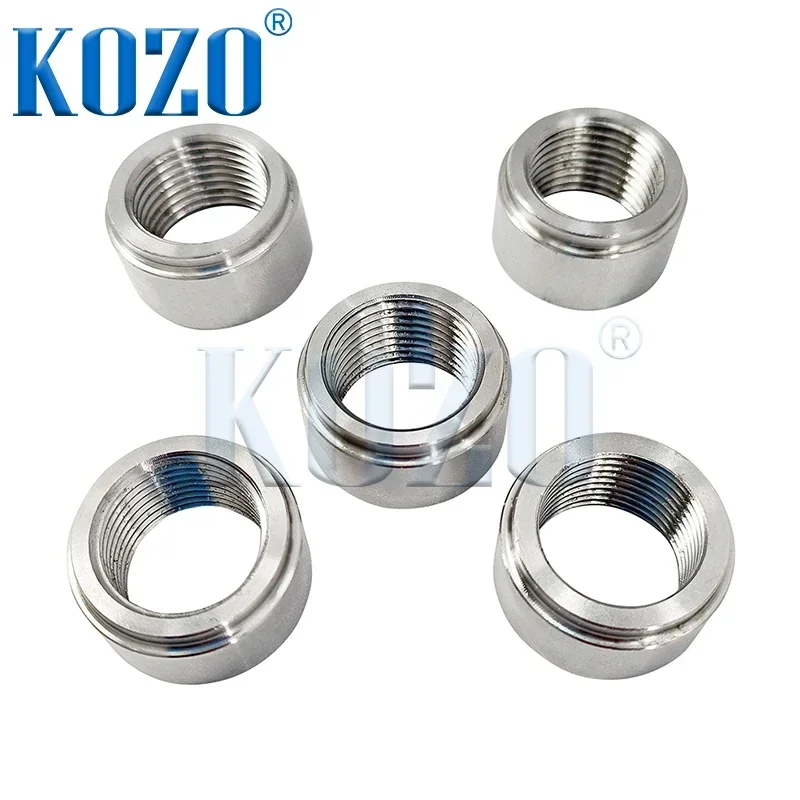 High Quality O2 Oxygen Sensor STEPPED Notched Curve Notched Nut Recess Bung M18 X 1.5 Threads 304 Stainless -5-Pack