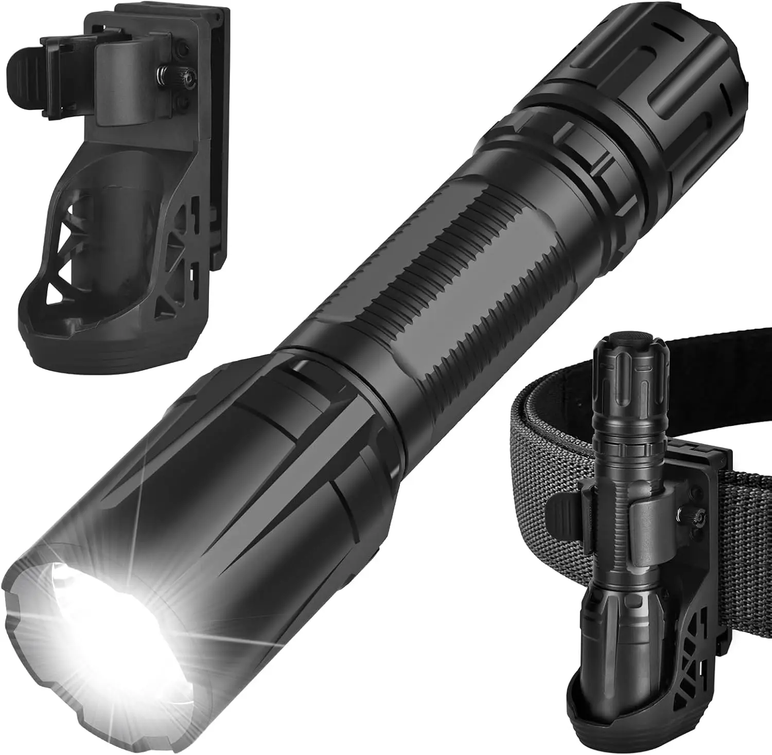 Linterna Táctica V2-2350 de Alta Luminosidad para Cinturón, para Seguridad Pública, Súper Brillante con Funda (750 Yardas/2H)