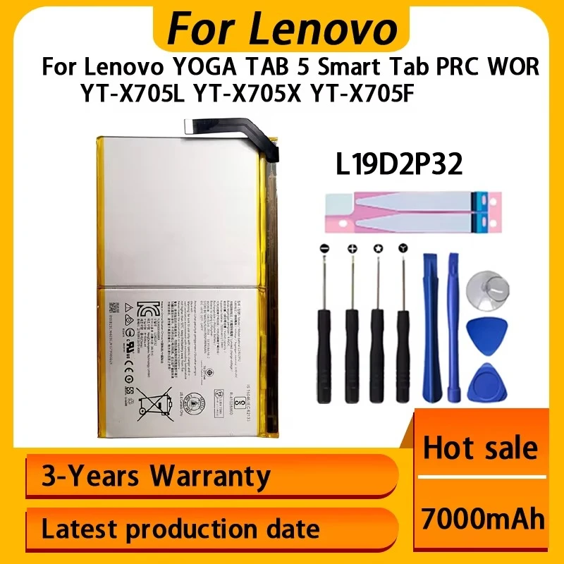 NEW For Lenovo Yoga Smart Tab(YT-X705F) 1ICP3/84/94-2 Laptop Tablet L19D2P32 7000mAh Battery Batteries Bateria Batterij+Tools