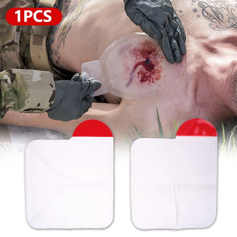 Vented Chest Seal Dressing Trauma First Aid Kit Emergency Rescue Bandage Outdoor Medical Tool Square Wound Care