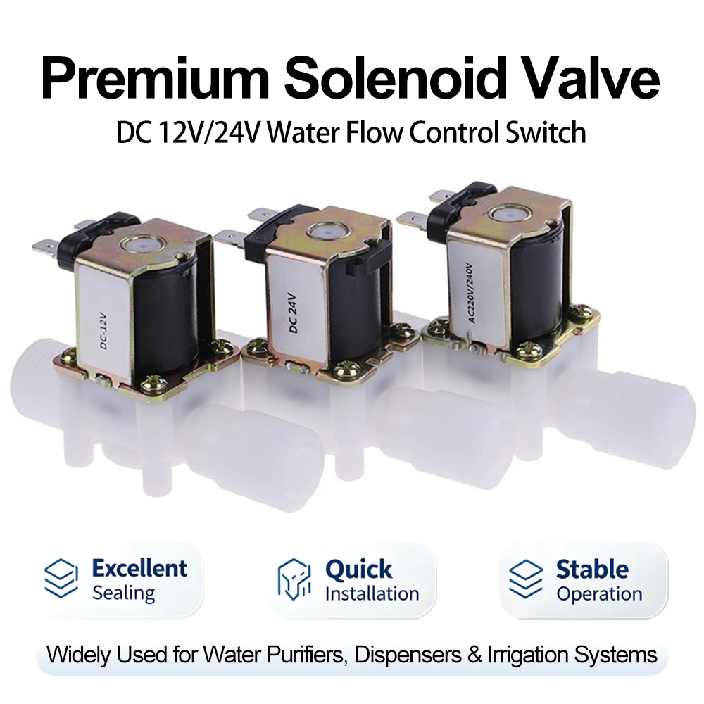 DC12/24V Normally Closed Electromagnetic Valve for Water Purifiers,Dispensers&Irrigation Systems,Pipe Fitting Connected Valve