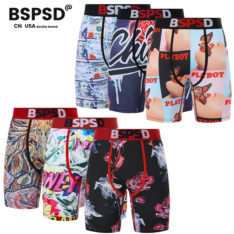 

Cartoon printed underwear men's boxer shorts sexy plus size personalized elongated underwear fashionable boxer sports shorts