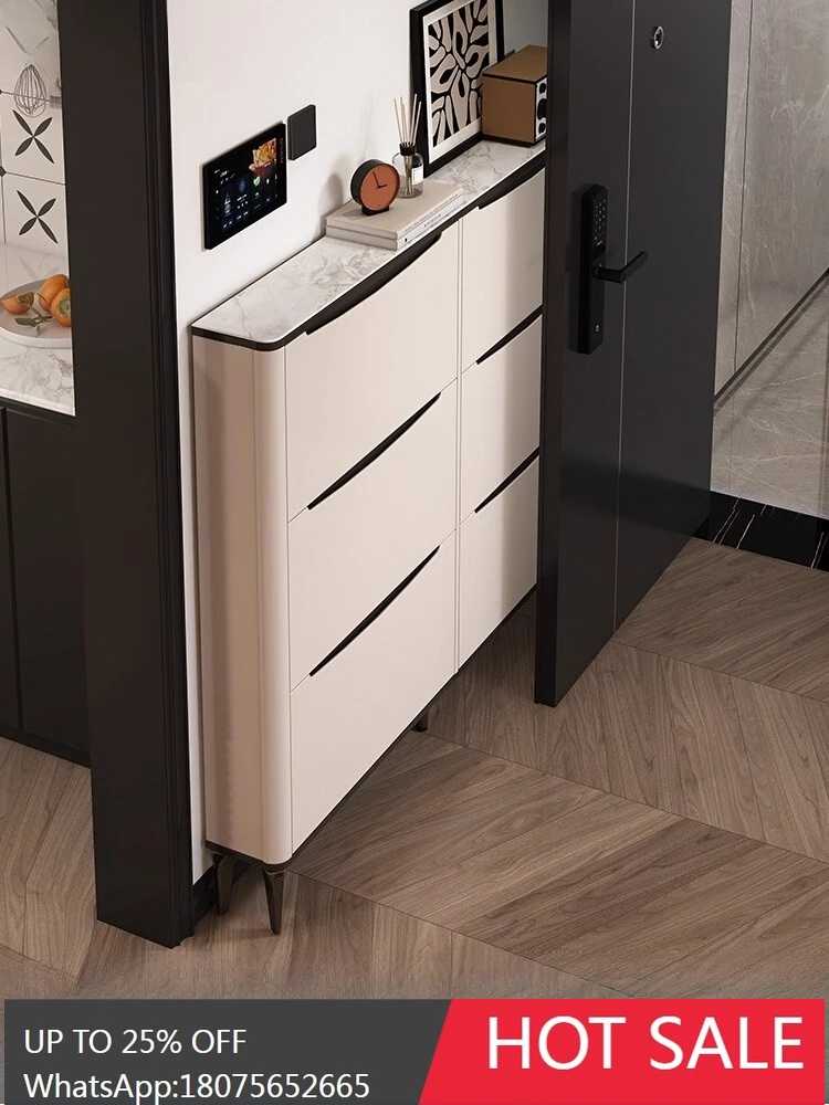 MJY Ultra-Narrow Ultra-Thin Slim Model Small Narrow Doorway Flip-Bucket Entrance Small Apartment Thin Cabinet