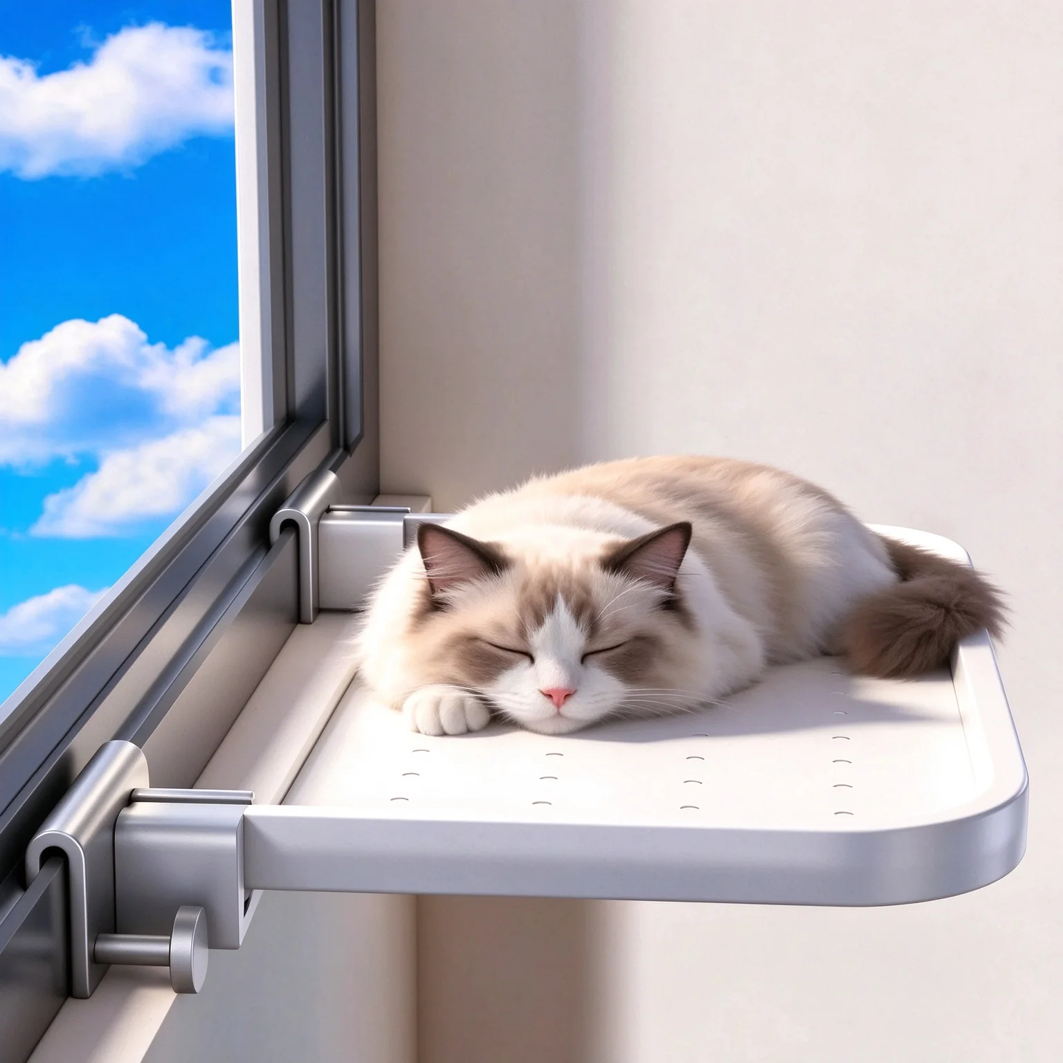 White Cat Window Hammock Bed All Seasons Sunbathing Pet Cat Nest Glass Window Hanging Shelf Windowsill Storage Rack Drying Racks