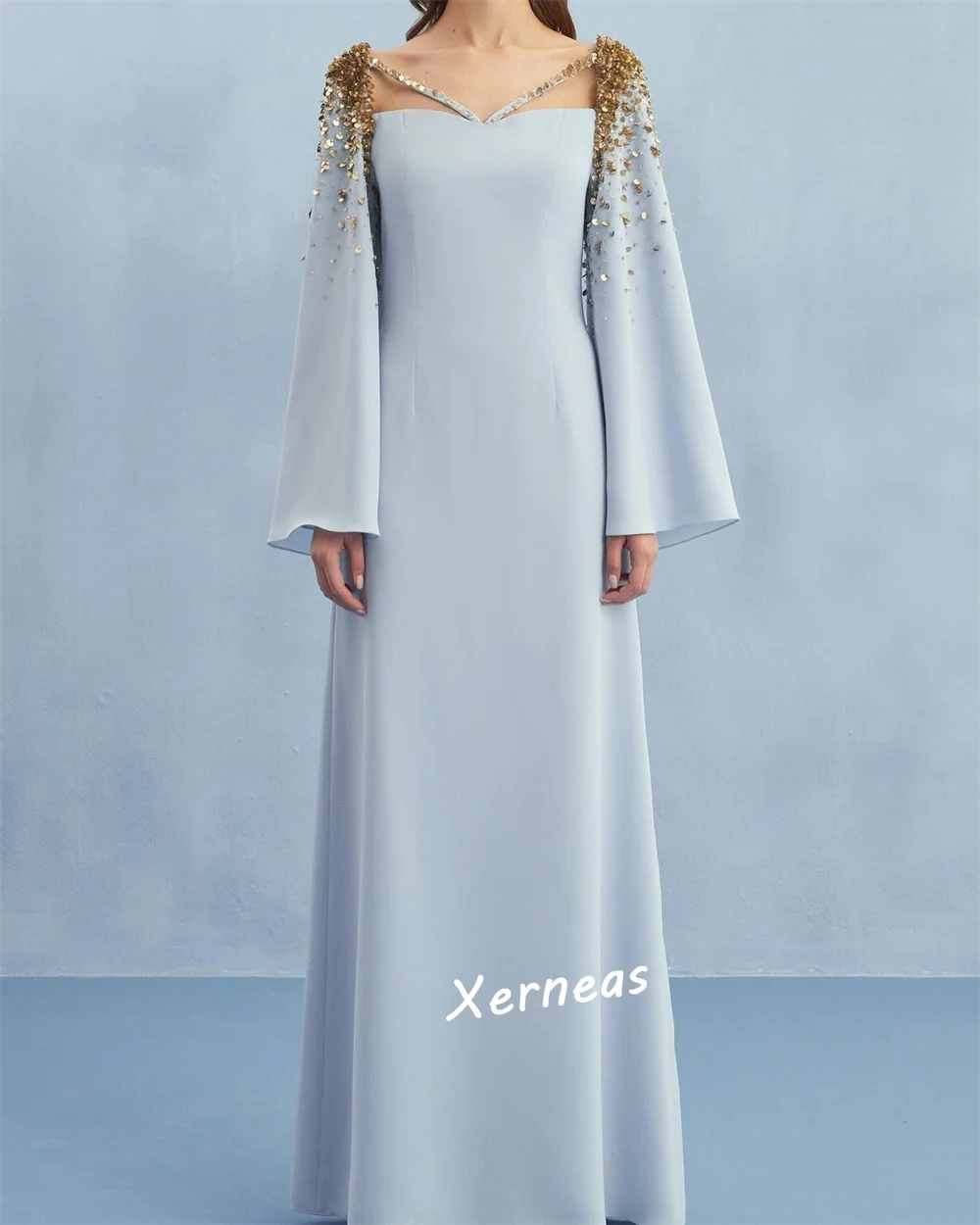 Customized Jersey Sequined  A-line Long Dresses Bespoke Occasion Luxury Evening Gown Gorgeous Glitter High Quality