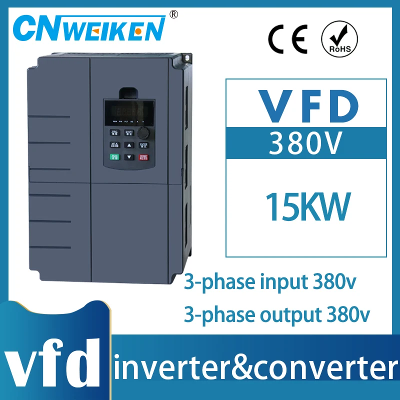 

High performance best frequency converter 15 18 22 30KW input/output 380V VFD 3-phase frequency converter motor speed regulator