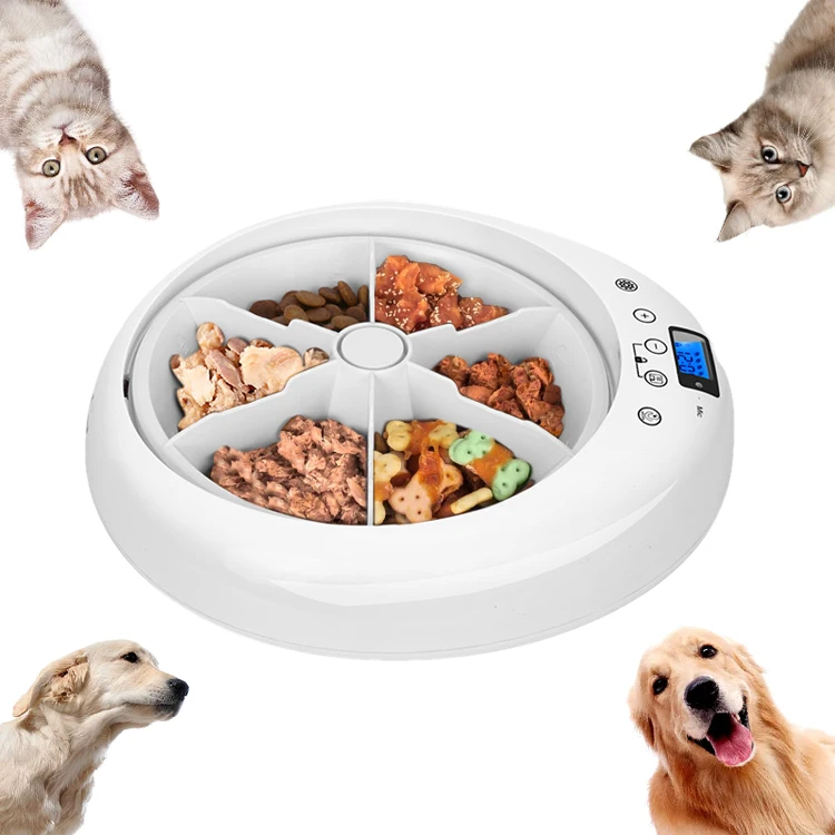 Pet adjustment Intelligent Led electric food dispenser Dog feeder 6 meals Cat automatic timing pet feeder