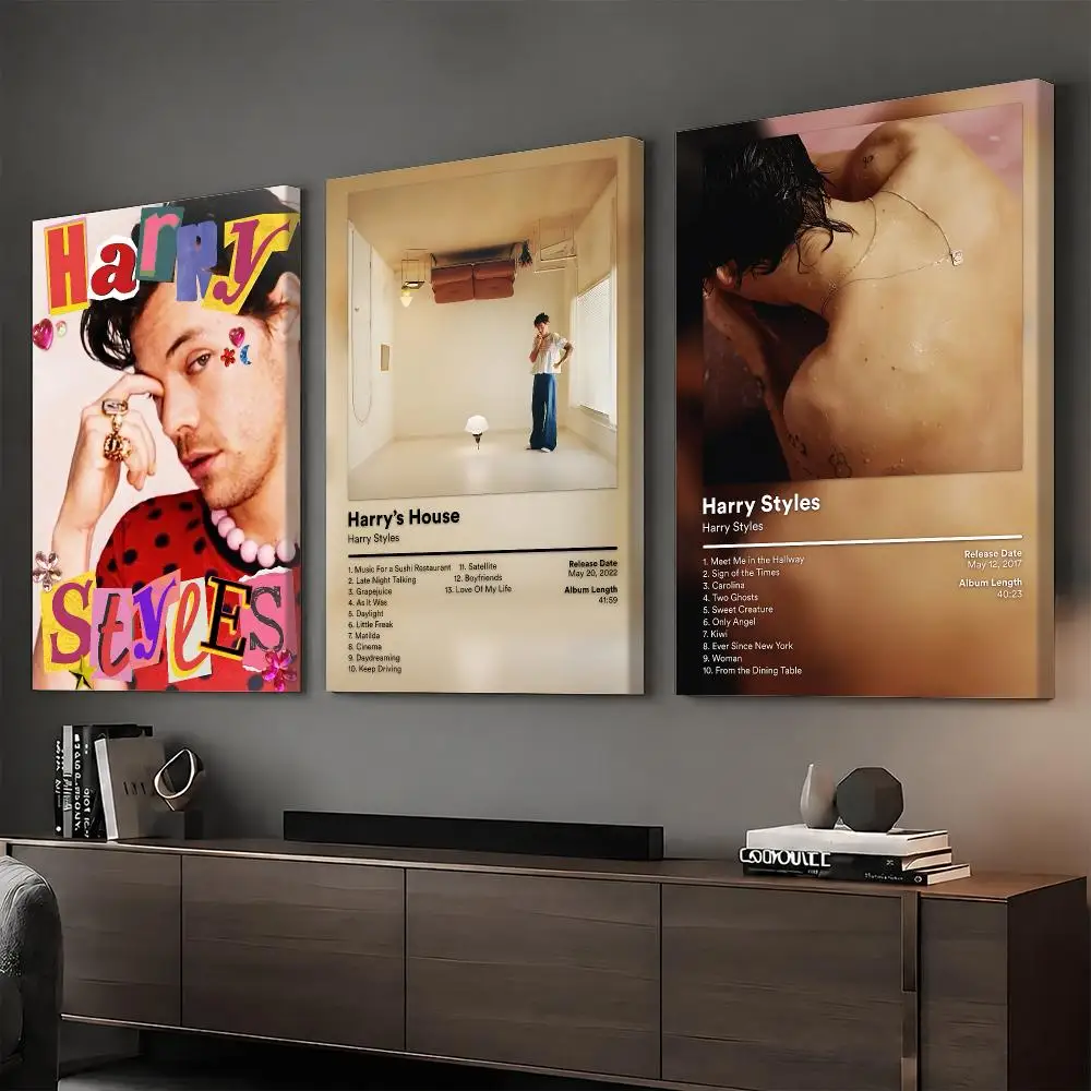 H-Harry Styles Singer Album Painting Calligraphy HD Modern Style Inner Frame Canvas Poster Bedroom Room Hallway Wall Art Decor