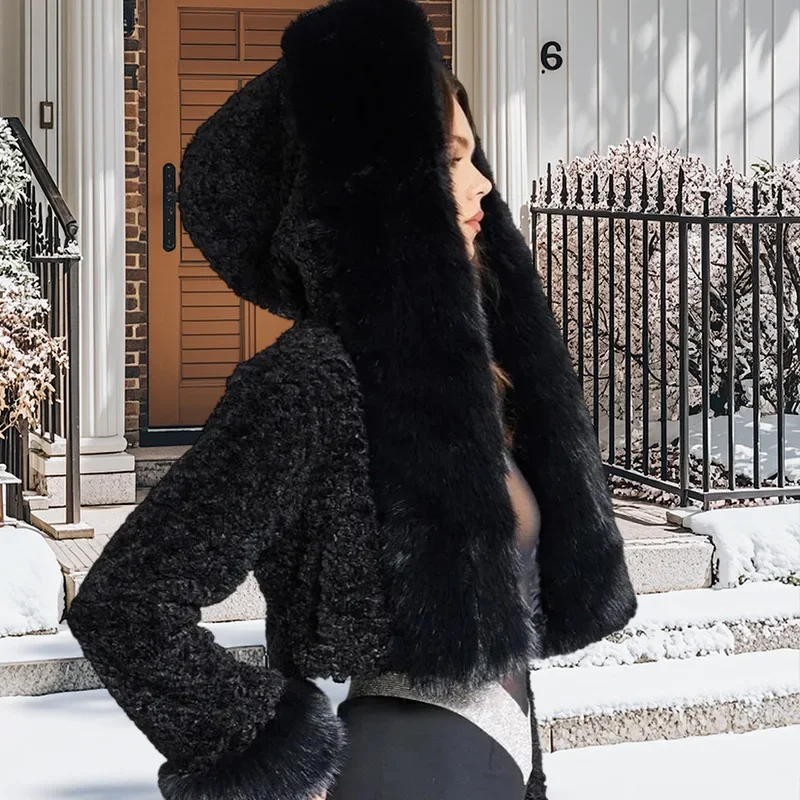 Casaco de vison feminino peludo slouchy eco casaco para senhora engrossado inverno jaqueta falsa feminina