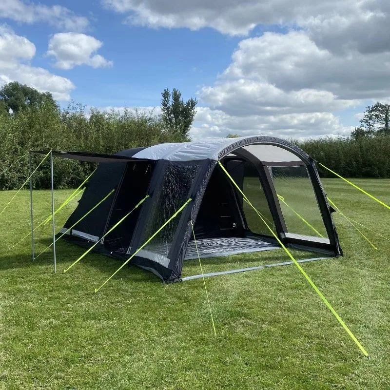 #￥Portable Luxury Large Family 2 Bedroom Air Tent Outdoor Camping Inflatable Party 4 Berth Camping Tent with Awning