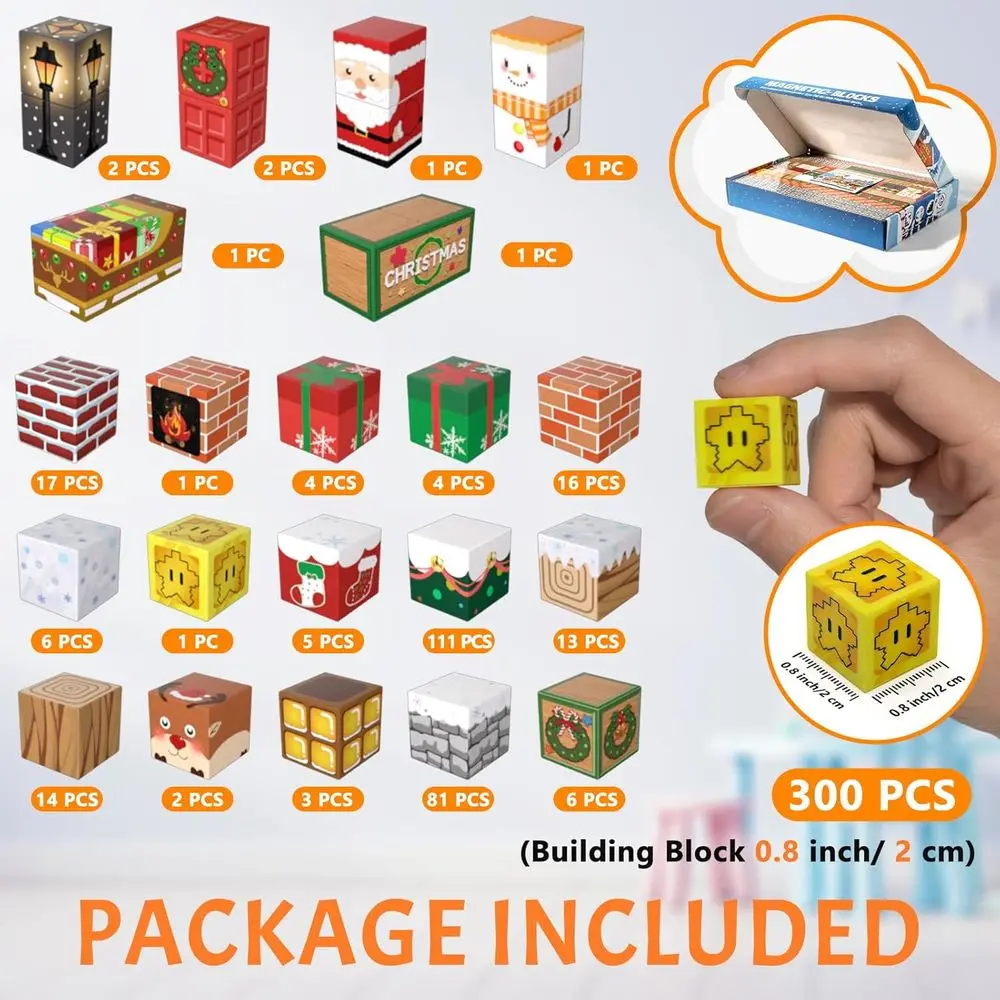 자석 블록 세트 - 300개, 어린이 교육용 STEM 장난감, 몬테소리 영감, 3-12세 적합, 이상적인 선물