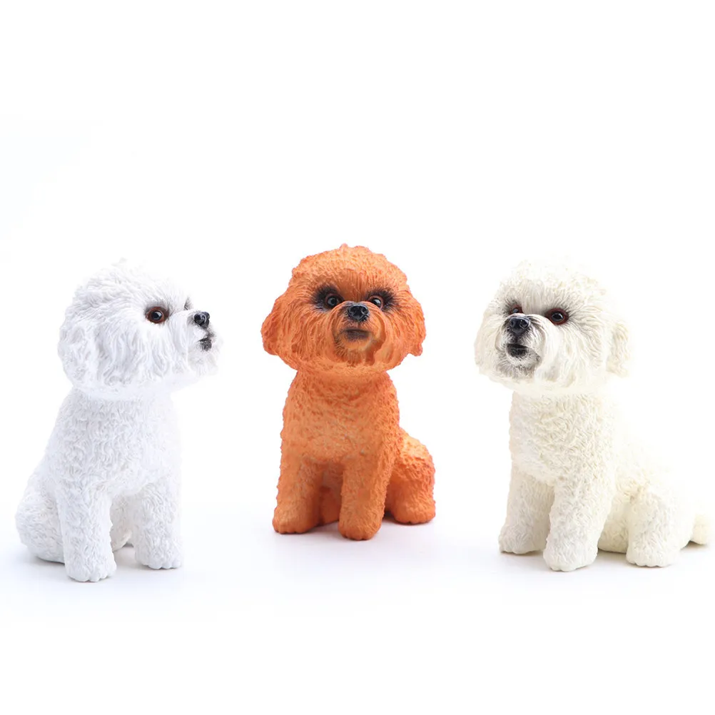 1Pcs Mini Poodle Pet Dog Ornament Orange Realistic Solid Decorative Desktop Decor Home Office Car Cabinet Display Craft