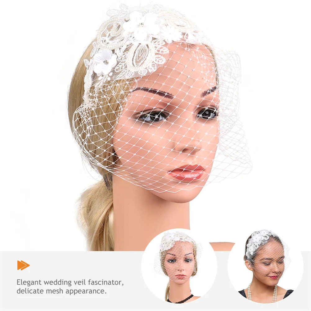 Mesh Lace Headband Hair Fascinators for Women Makeup European American Hats Polyester Tea Party Women's