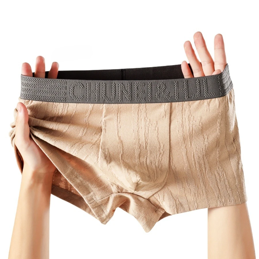 New Cotton Men's Underwear Solid Color Mid-waist Men's Large Size Breathable Men's Boxers Men Undepants Mens Panties