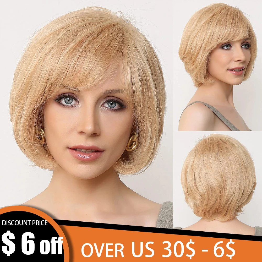 HAIRCUBE-HD Transparente Lace Front Wig para Mulheres, Mel Loira Remy, 100% Perucas de Cabelo Humano, Natural Layered Bob Lace Frontal Hairs