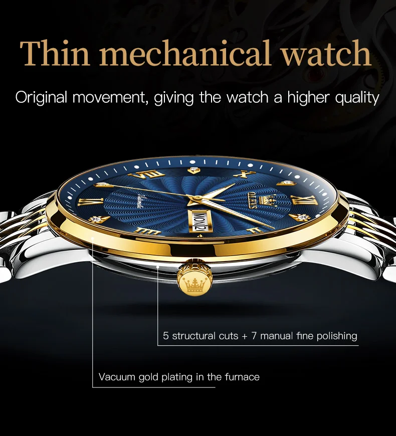 OLEVS 6630 Men's Watch Original Men's Automatic Mechanical Watch Business Waterproof Date Week Roman dial Luxury brand Men Watch