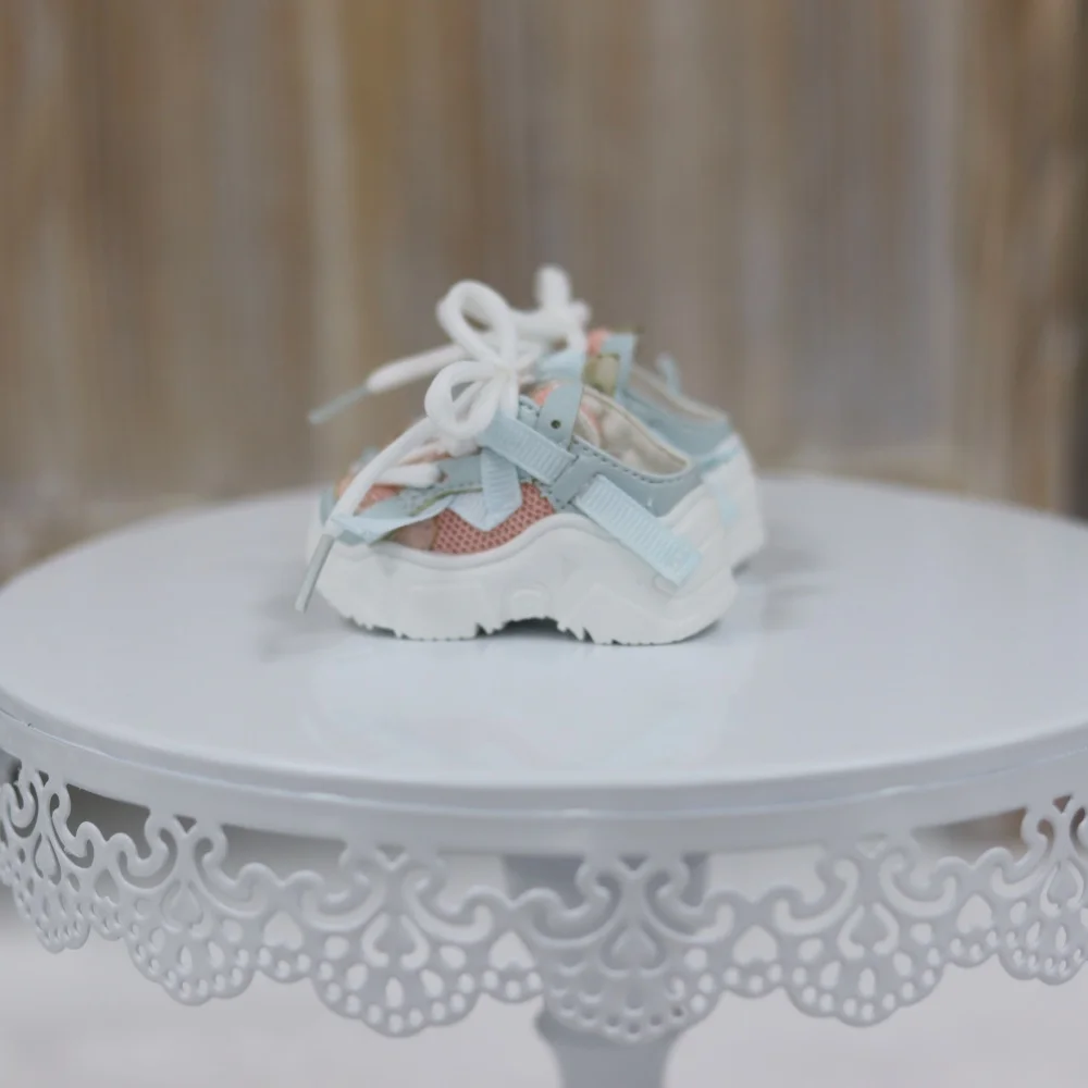 BJD 1/4 スポーツドールシューズ メッシュ ハーフドラッグ カジュアルシューズ グレー ピンク 厚底 レースアップ 男の子 女の子 おもちゃ エクササイズ BJDドール アクセサリー