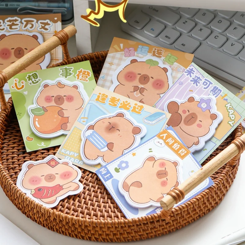 48pcs/lot Kawaii Capybara Memo Pad Sticky Notes Cute Stationery Label Notepad Planner Sticker Post School Supplies