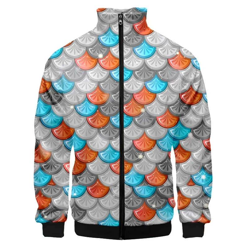 Wave Colorful Fish Scales 3D Printed Men Hoodies Sweatshirt Unisex Streetwear Zipper Pullover Casual Jacket Tracksuits Coats