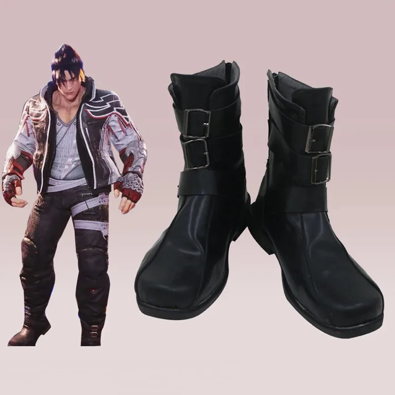 

Игра Tekken 8 Jin Kazuma, обувь для косплея, ботинки из черной искусственной кожи для Хэллоуина, Рождества, карнавала, ролевых игр, вечеринки для женщин и мужчин