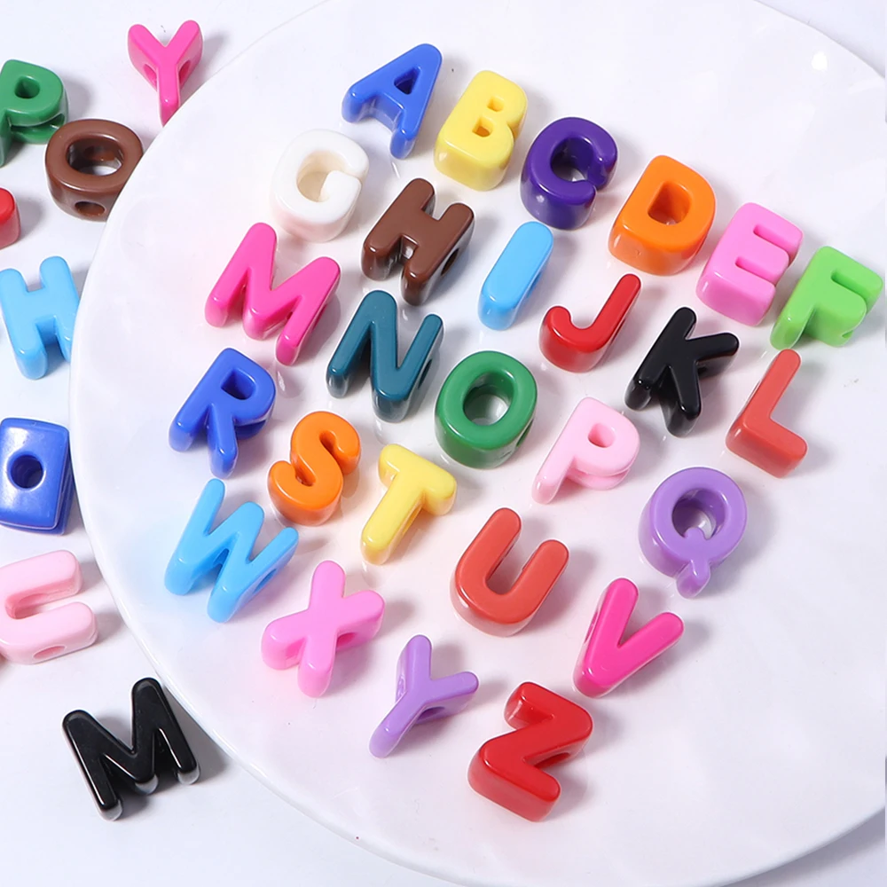 10 piezas de cuentas de letras A-Z, cuentas acrílicas del alfabeto, cuentas sueltas de gran tamaño para hacer joyas, accesorios para llaveros y cadenas de teléfono DIY