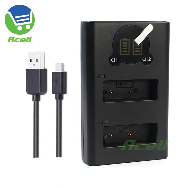 BLS-50/5/1 Dual Charger for OLYMPUS E-PL10 E-PL9 E-PL8 E-PL7 E-PL6 E-PL3 E-P7 E-P3 E-PM2 E-M10 E-PL1s Camera Replace BCS-1 BCS-5