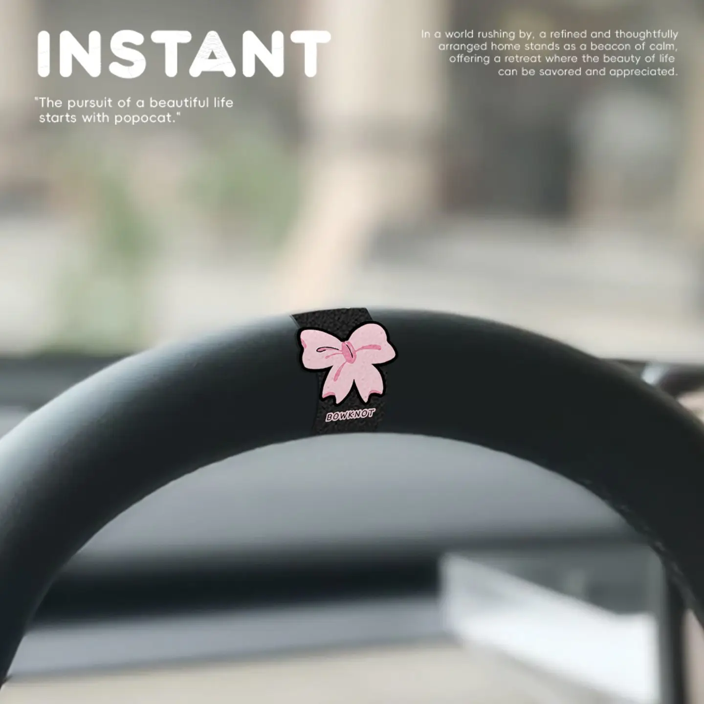 Steering Wheel Center Sticker Black Pink Bow Car Alignment Decal Waterproof Vinyl Auto Decoration Accessory