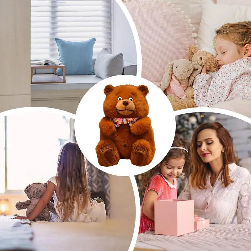 ตุ๊กตาหมีตุ๊กตาสัตว์สีน้ําตาลตุ๊กตาหมีตุ๊กตาหมีตุ๊กตาสะสมการ์ตูน Sleeping Soothing ตุ๊กตาเด็ก Huggable Companion สําหรับ