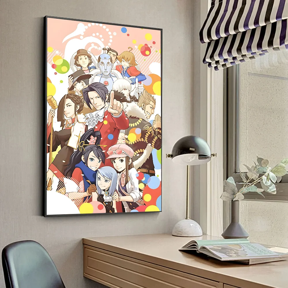 1szt Ace Attorney Anime Plakat Naklejki Sztuka Fototapety Dekoracja Pokój Gry Dekoracje Prezenty Kawaii HD Malowanie Kot Samochody