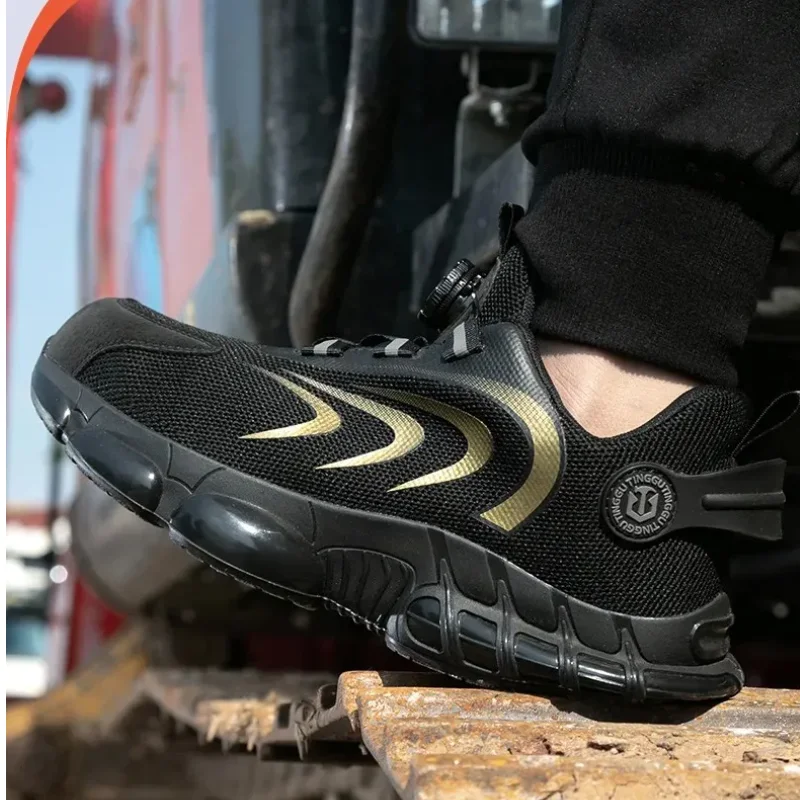 Summer  Men Safety Shoes Soft Bottom Wear-Resistant Anti-Odor Comfortable Breathable Work Shoes Anti-Crush And Piercing
