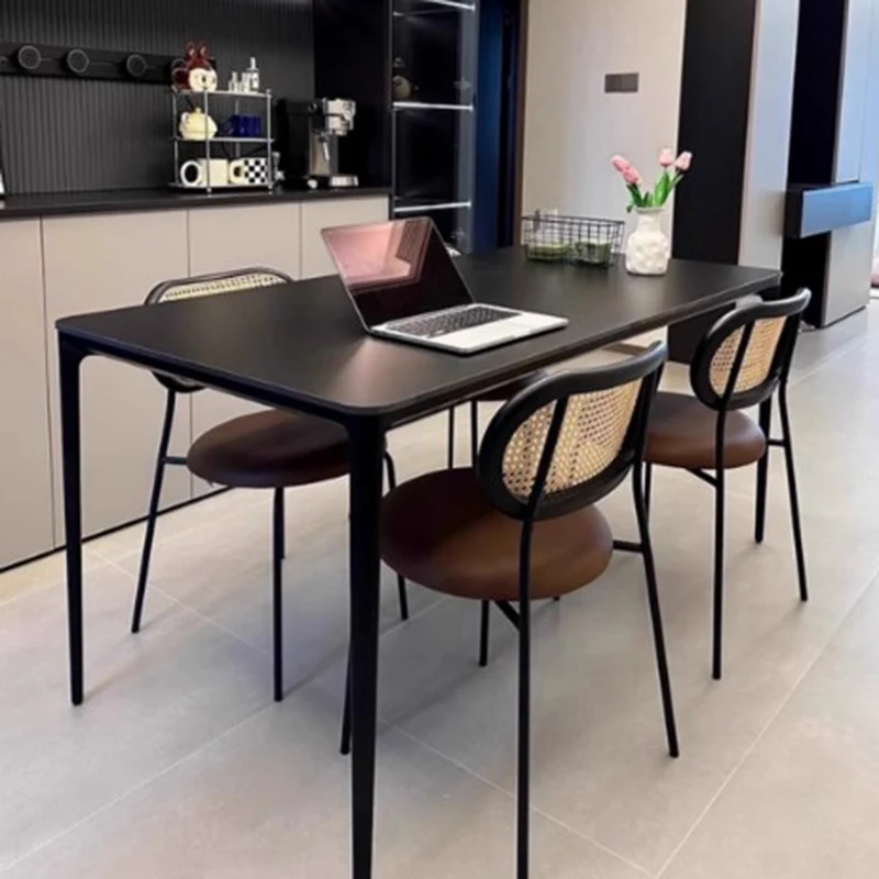 Unique Luxury Dining Table Floor Nordic Style Kitchen Center Dining Table Black Rectangular Design Mesas De Jantar Furniture