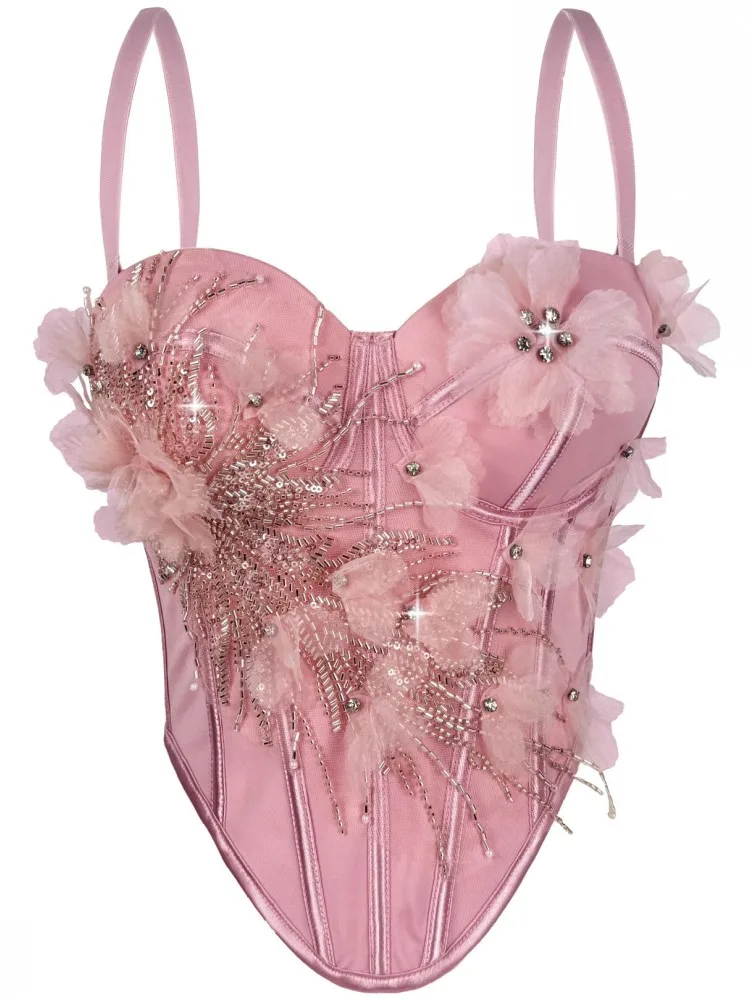 Rhinestones Female Corset Top Women Camis Nightclub Fishbone Short Chest Binder Sexy Camisole Mujer Lingerie Tube Bra Debardeur