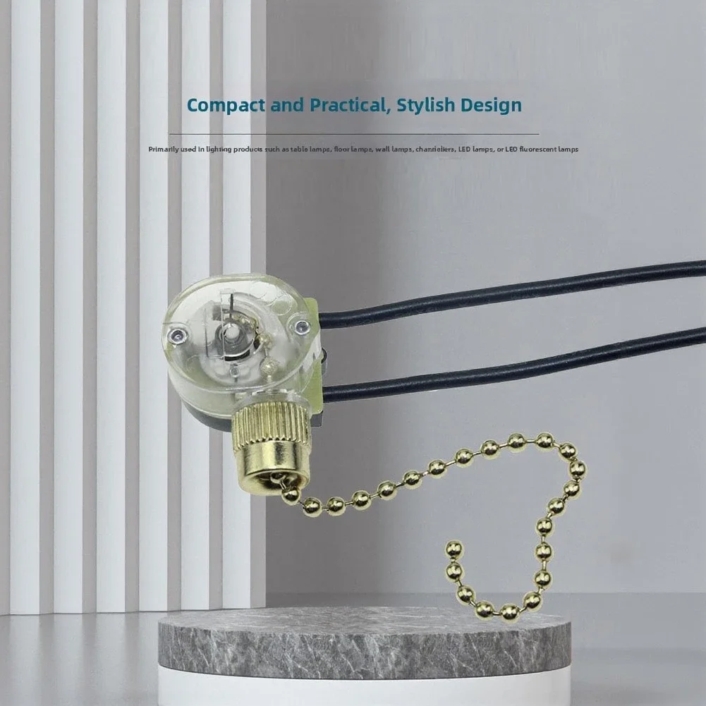 Translucent Zipper Switch For Table Floor Wall Lamps Chandeliers 2-Position Pull Cord Switch For LED Fluorescent Lights