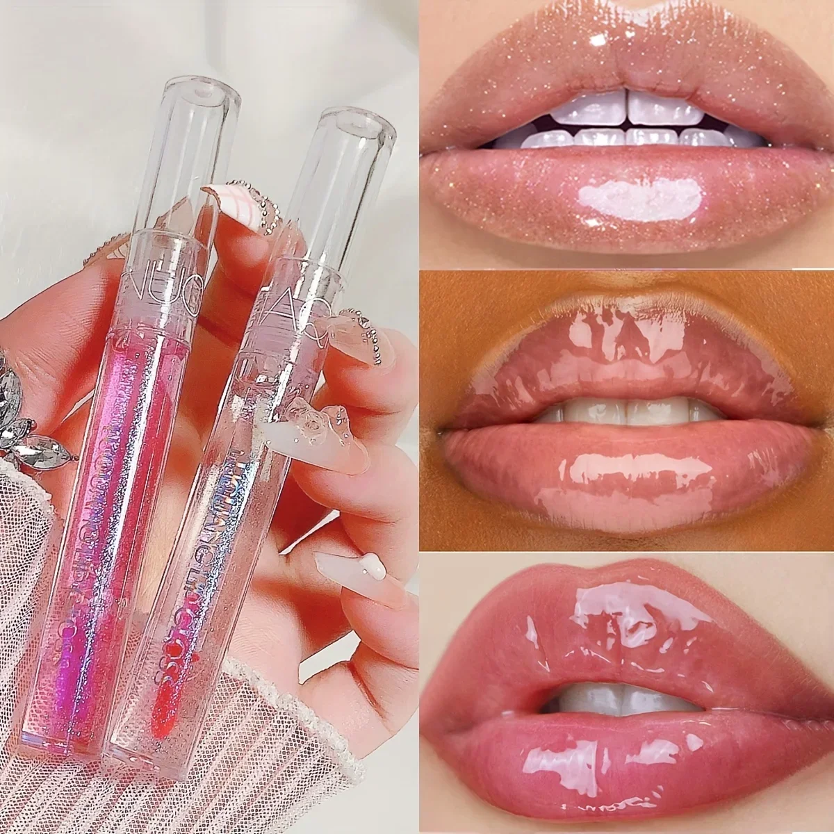 Lipgloss Rijke microglitter hydraterende en hydraterende spiegellipglazuur lippenbalsem Gekleurde lippenstift met flits