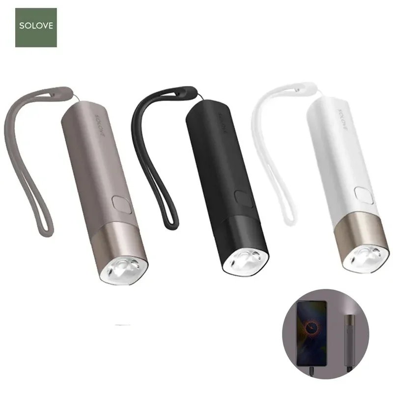 Original SOLOVE X3 LED Flashlight 3000mAh Mobile Power USB Multi-function Brightness Power Bank Portable Lighting Mini